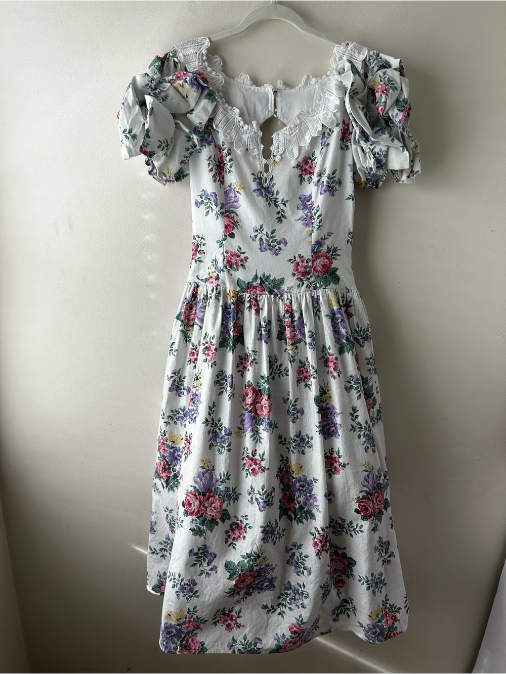 Vintage Cottagecore Scott McClintock Floral Cotton Midi Dress Fairycore 8